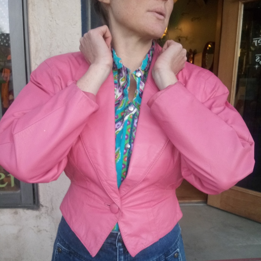 VTG 80's Chia Pink Leather Jacket